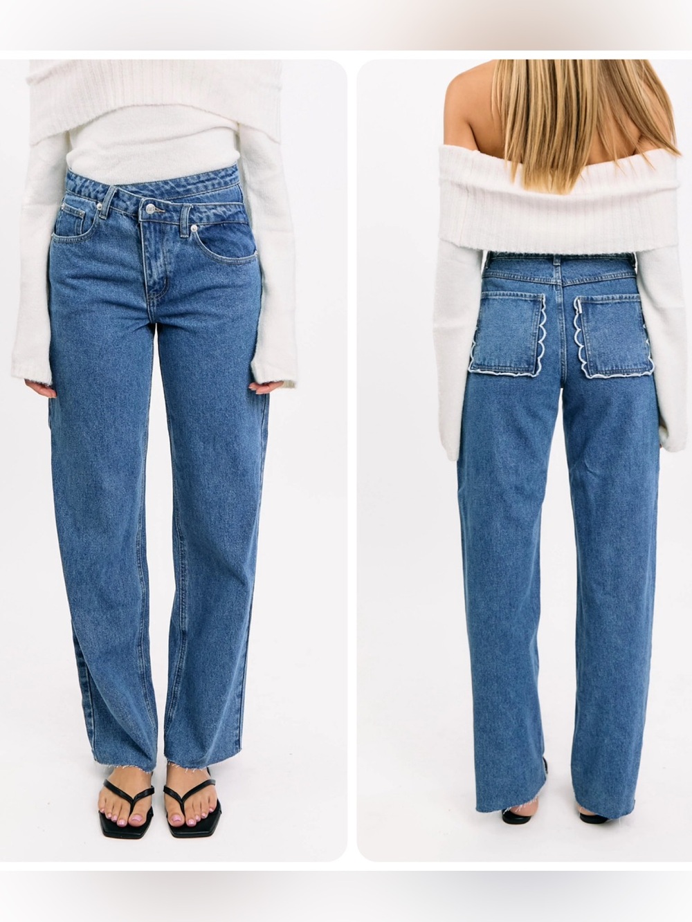 Beginning Boutique Kansis Uneven Waist Scallop Pocket Jeans US 8 NWT